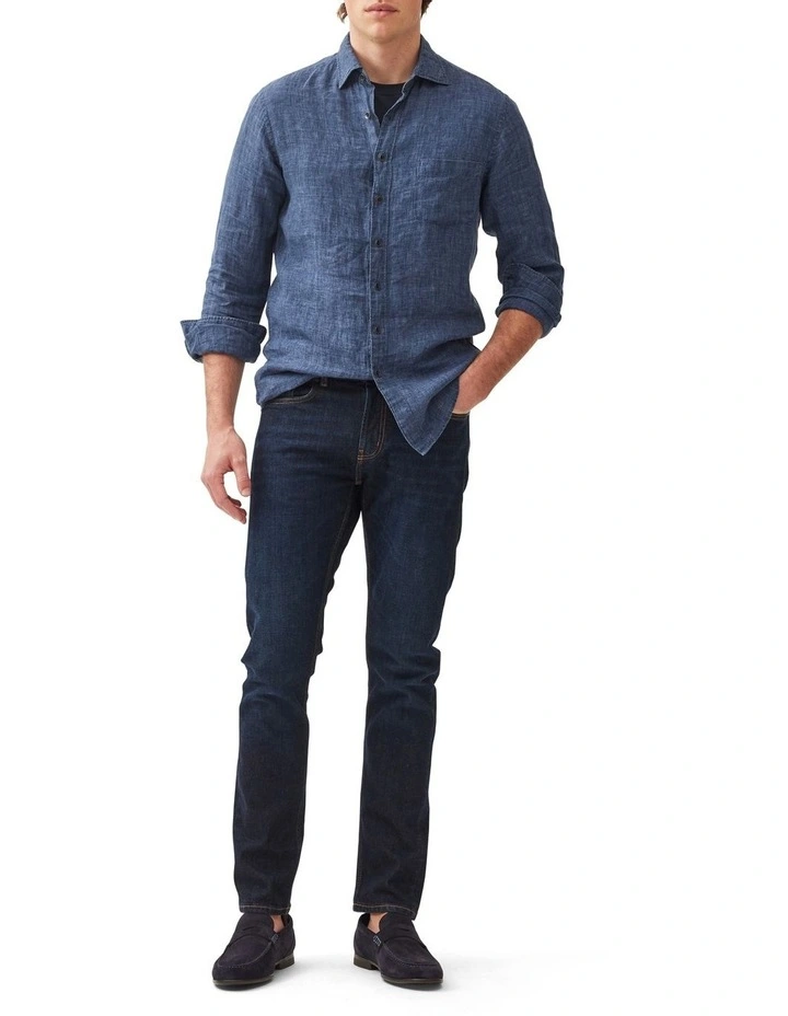 Coromandel Long Sleeve Sports Fit Shirt in Marine image 2