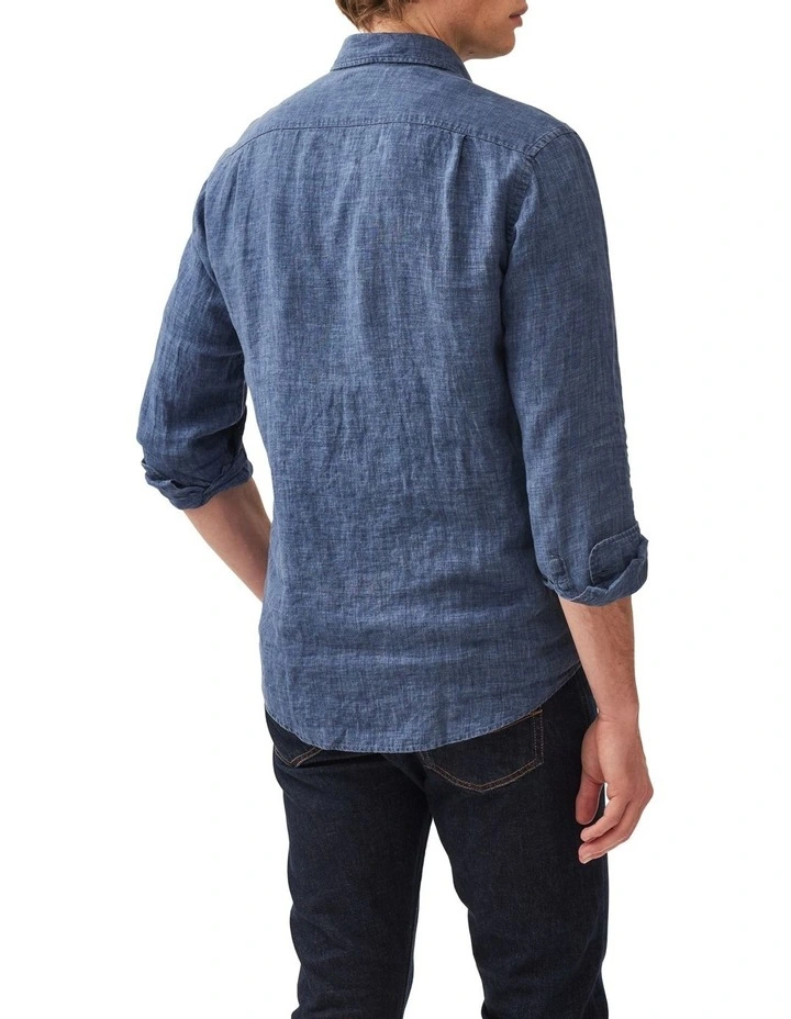 Coromandel Long Sleeve Sports Fit Shirt in Marine image 3