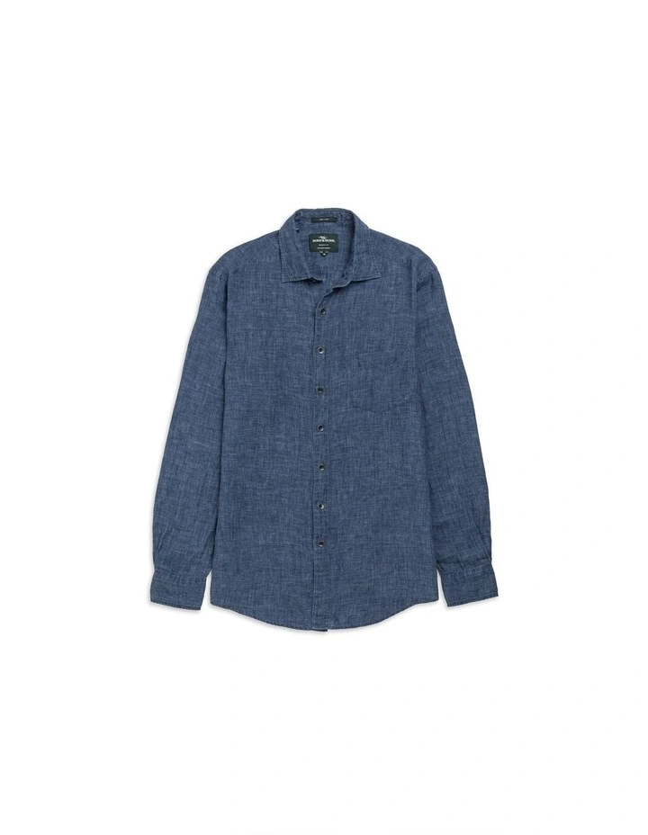 Coromandel Long Sleeve Sports Fit Shirt in Marine image 4