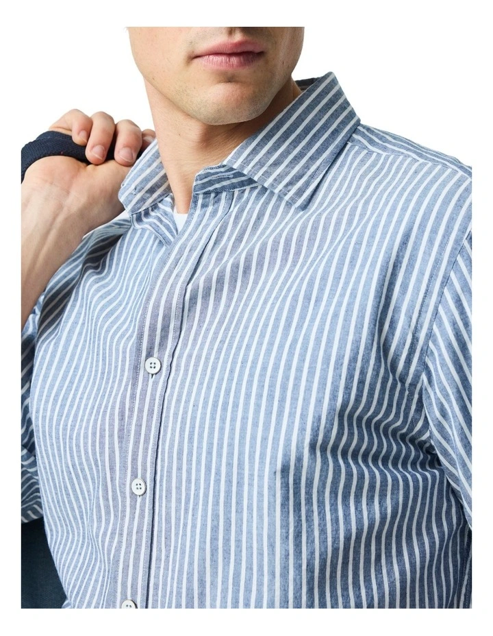 Fernside Long Sleeve Sports Fit Shirt in Chambray image 6
