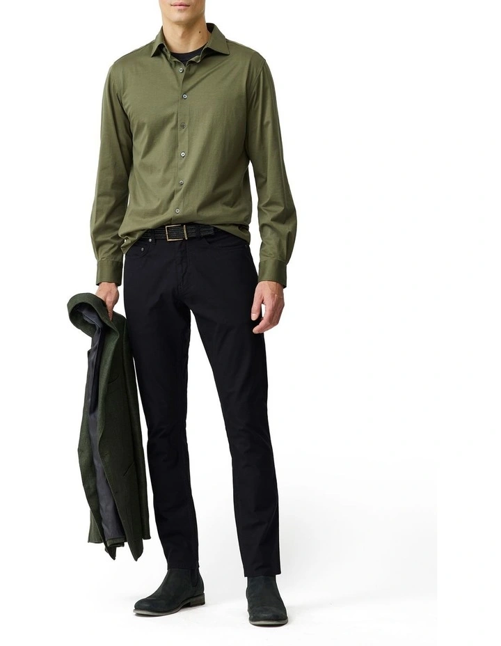 Ascot Park Long Sleeve Sports Fit Shirt in Khaki image 2