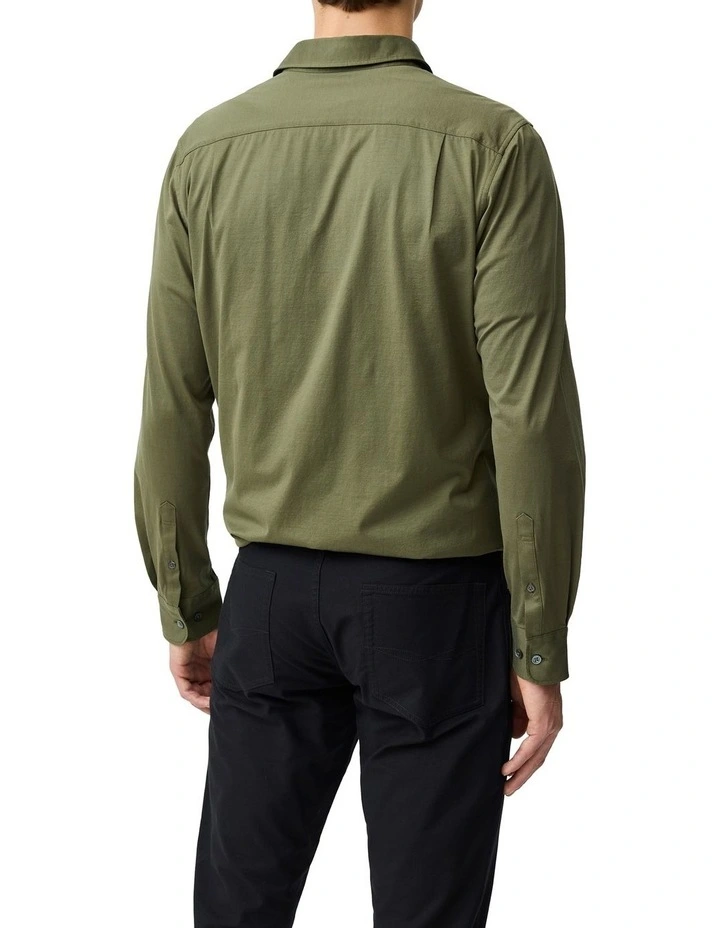 Ascot Park Long Sleeve Sports Fit Shirt in Khaki image 3