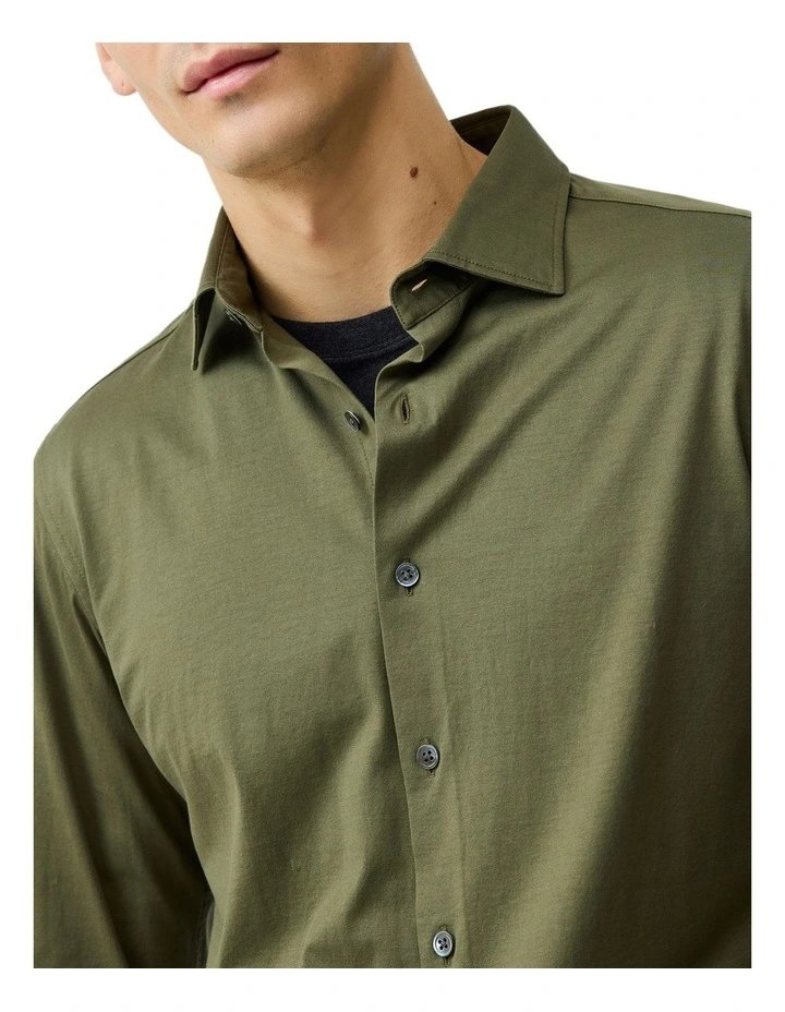 Ascot Park Long Sleeve Sports Fit Shirt in Khaki image 4