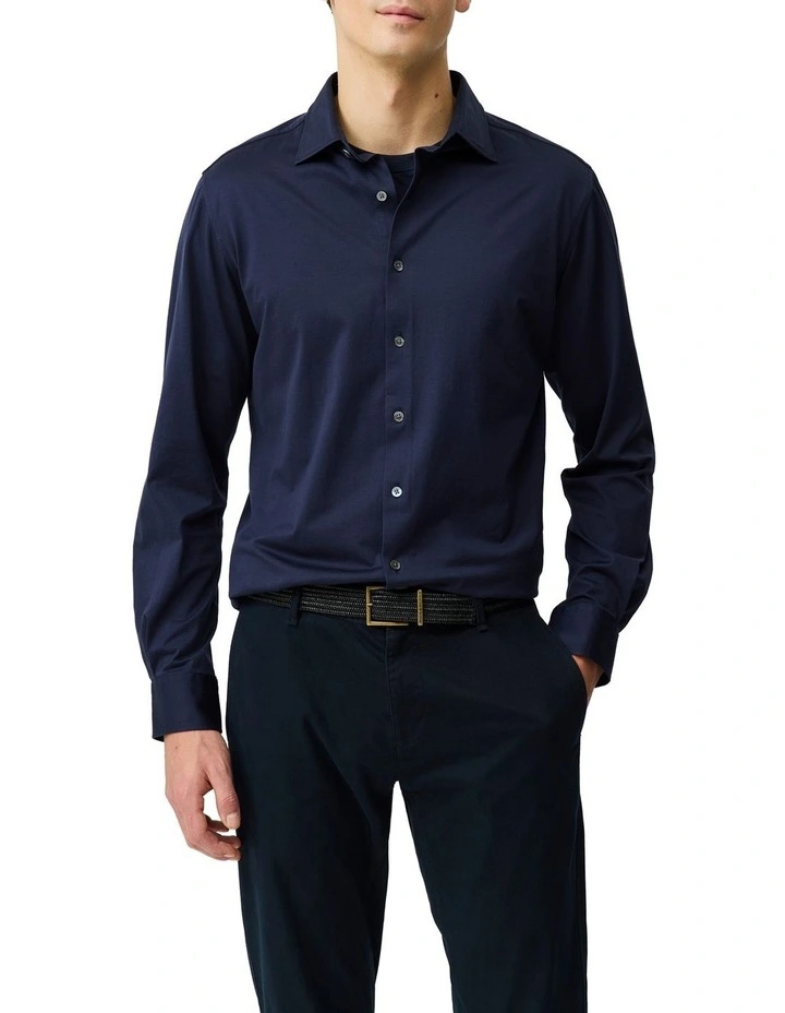 Ascot Park Long Sleeve Sports Fit Shirt in Ink image 1