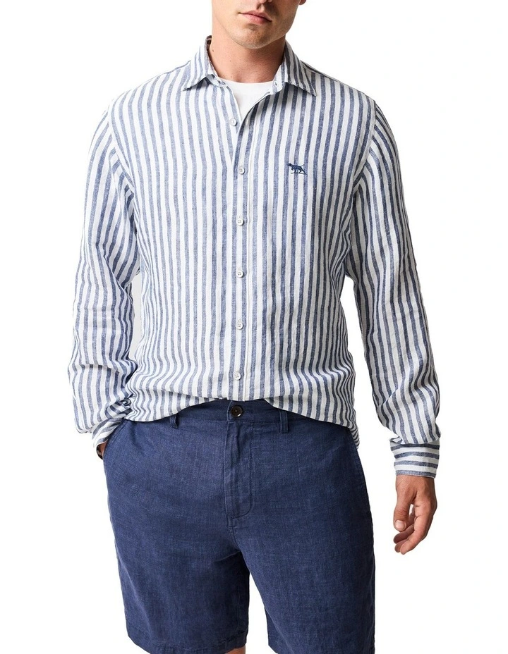 Seadown Long Sleeve Sports Fit Shirt in French Navy image 1