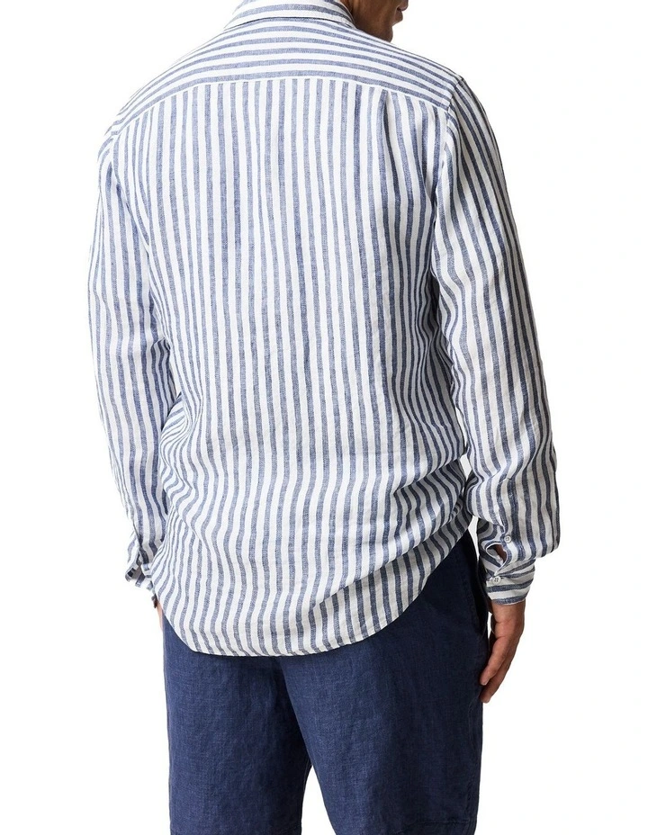 Seadown Long Sleeve Sports Fit Shirt in French Navy image 2