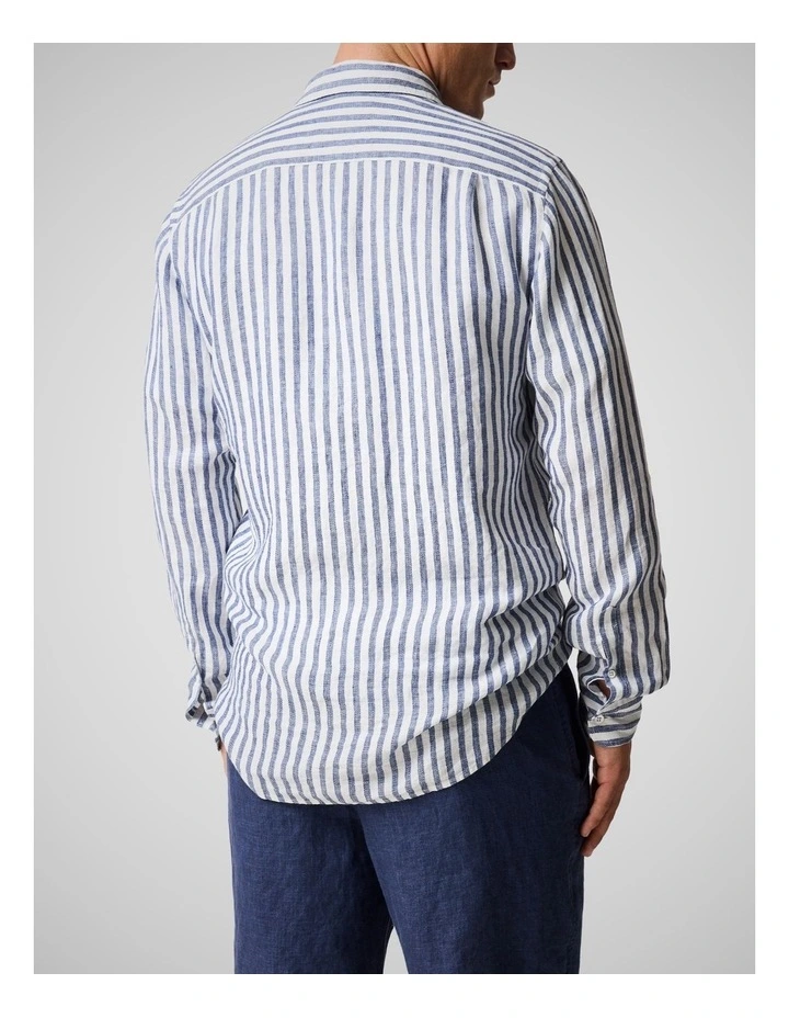 Seadown Long Sleeve Sports Fit Shirt in French Navy image 3