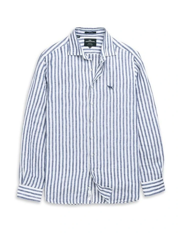 Seadown Long Sleeve Sports Fit Shirt in French Navy image 4