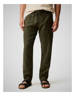 Linen Resort Pant in Dark Olive
