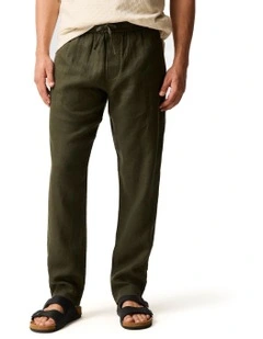 Linen Resort Pant in Dark Olive