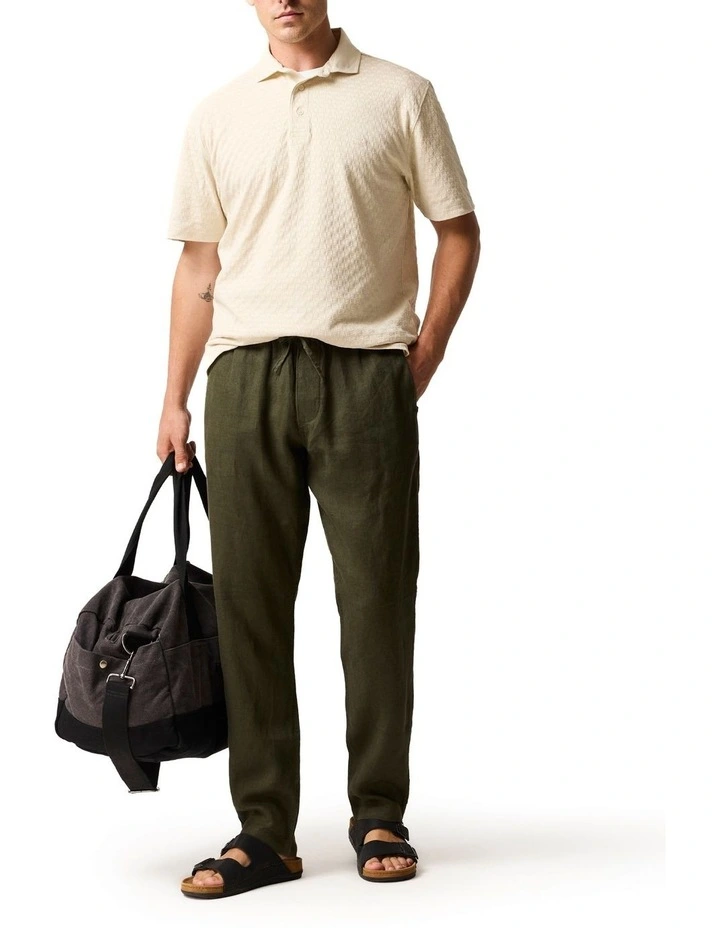 Linen Resort Pant in Dark Olive image 2
