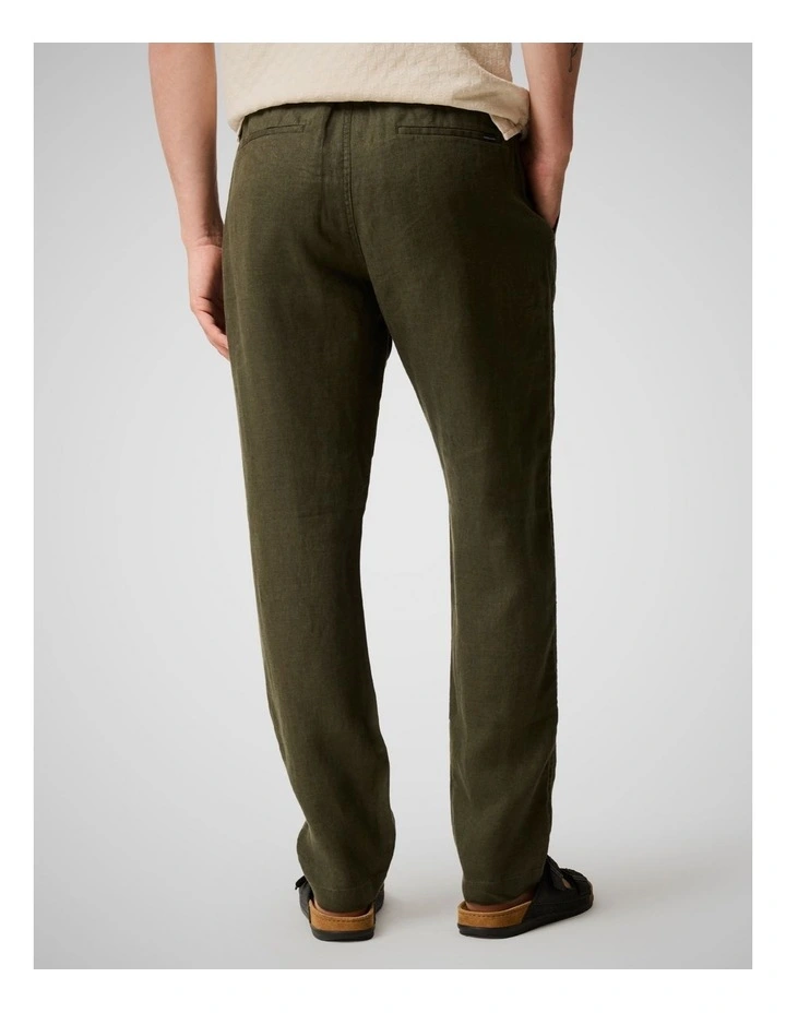 Linen Resort Pant in Dark Olive image 3