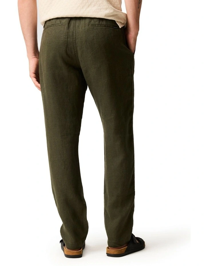 Linen Resort Pant in Dark Olive image 3