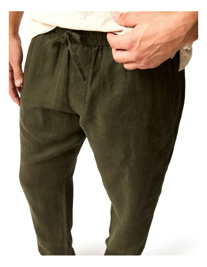 Linen Resort Pant in Dark Olive image 4