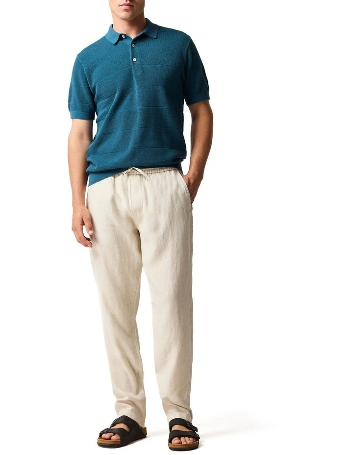 Masons Flat Knit Polo in Teal image 2