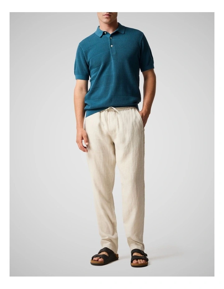 Masons Flat Knit Polo in Teal image 2