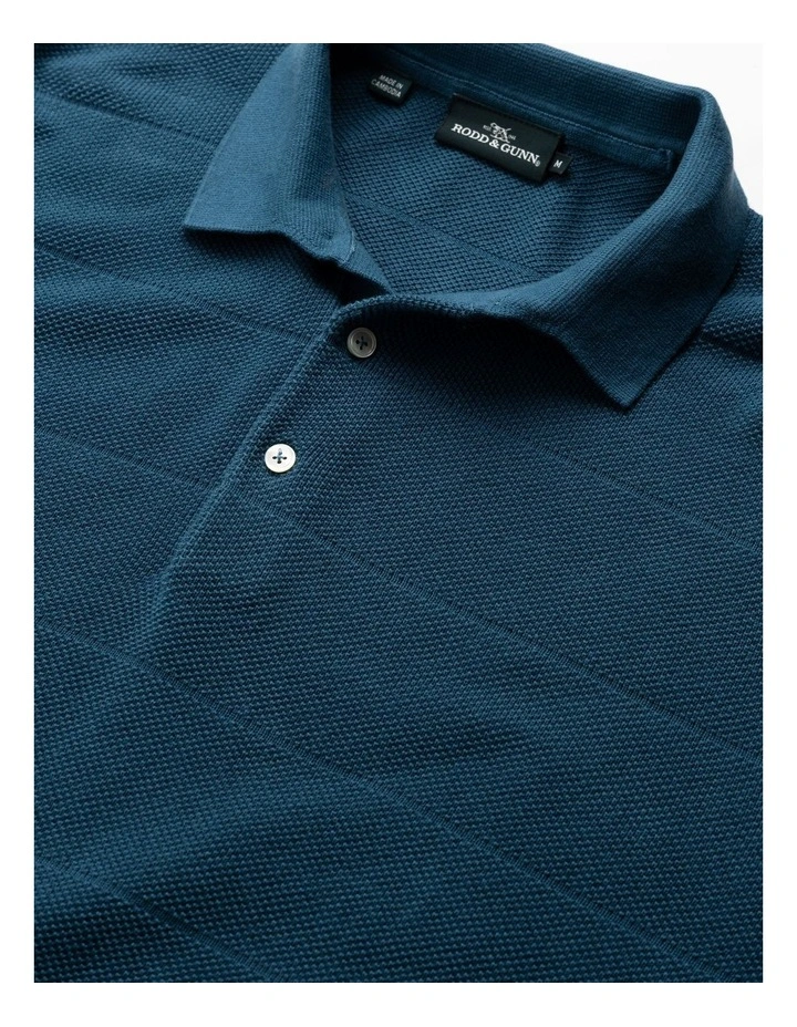 Masons Flat Knit Polo in Teal image 5