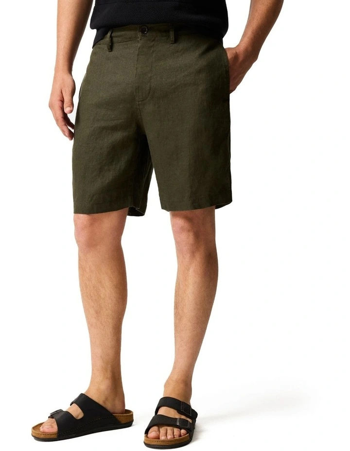 Resort Linen Short in Dark Olive image 1