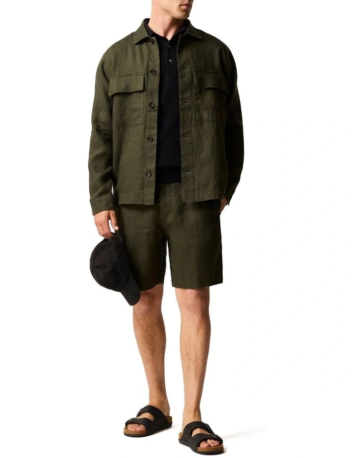 Resort Linen Short in Dark Olive image 2