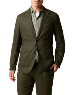 Resort Linen Jacket in Dark Olive
