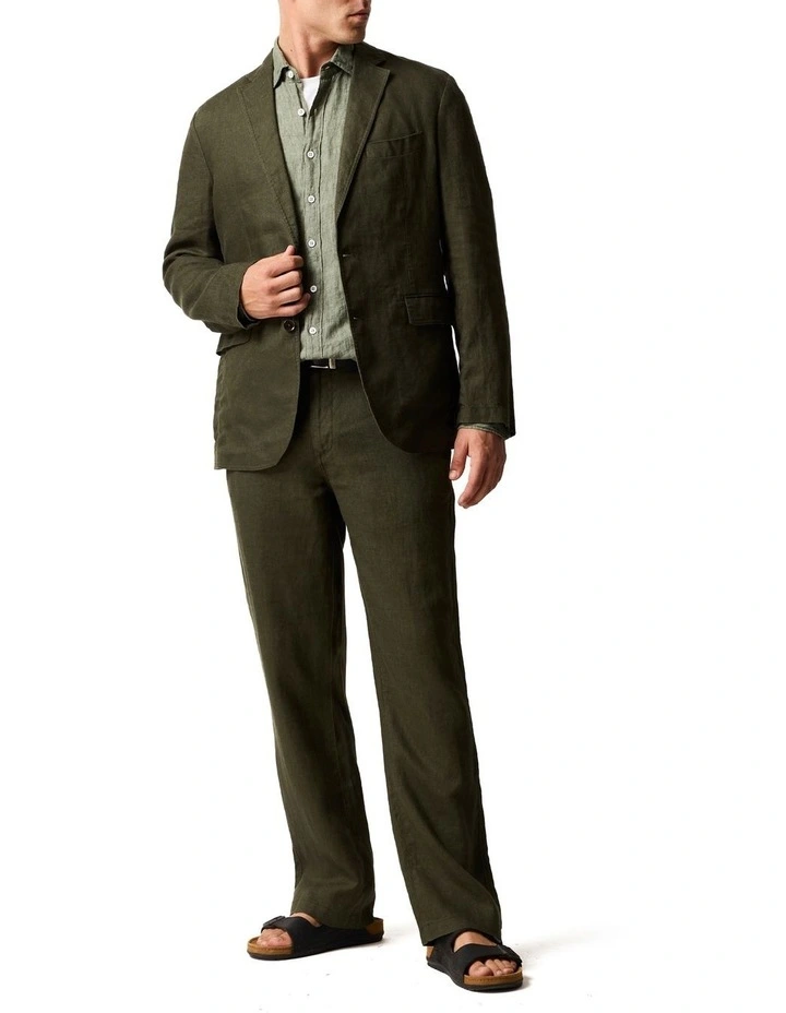 Resort Linen Jacket in Dark Olive image 2