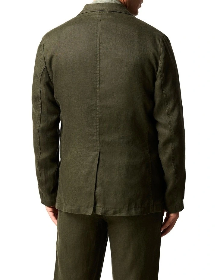 Resort Linen Jacket in Dark Olive image 3