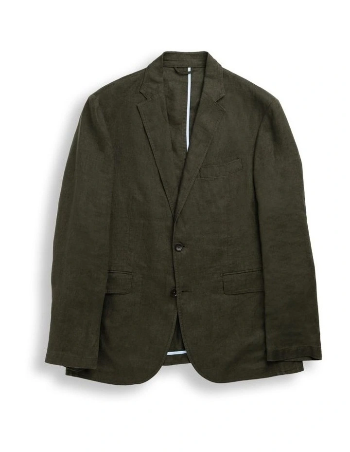 Resort Linen Jacket in Dark Olive image 4