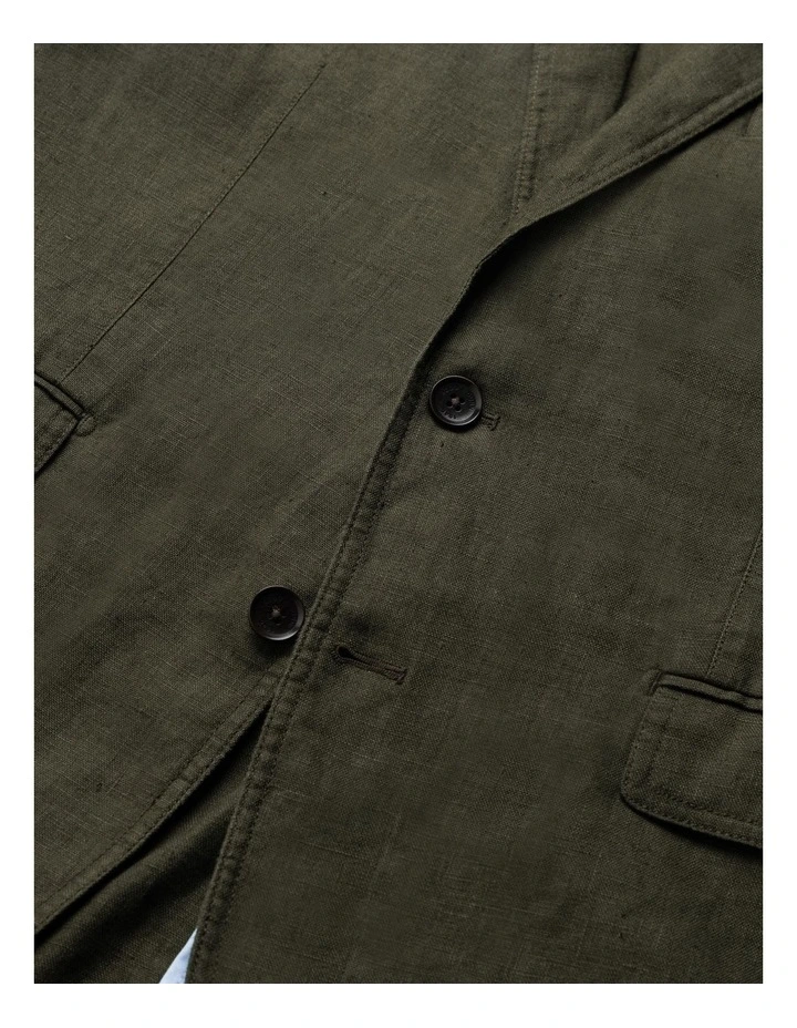 Resort Linen Jacket in Dark Olive image 5