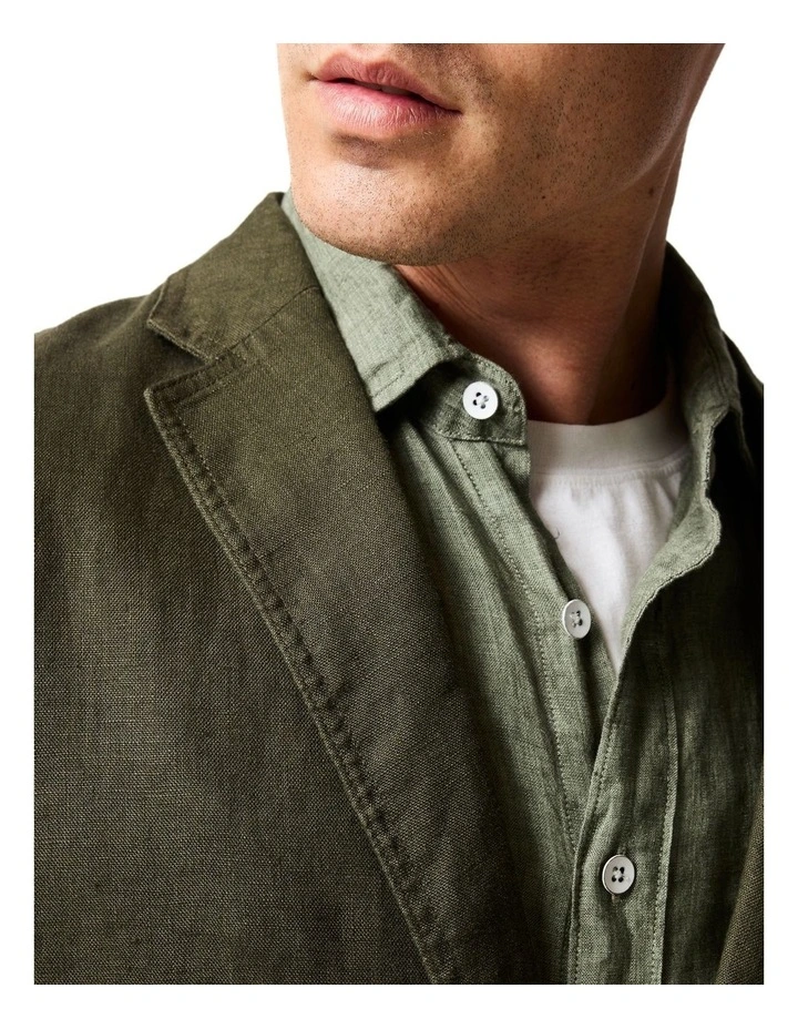 Resort Linen Jacket in Dark Olive image 6
