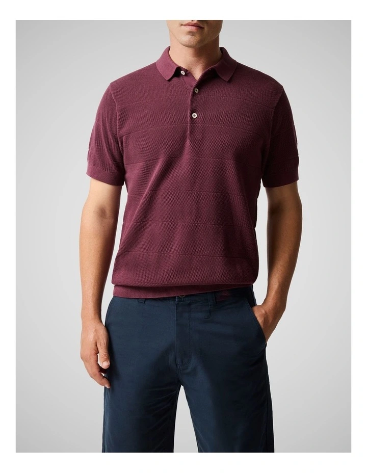 Masons Flat Knit Polo in Oxblood image 1