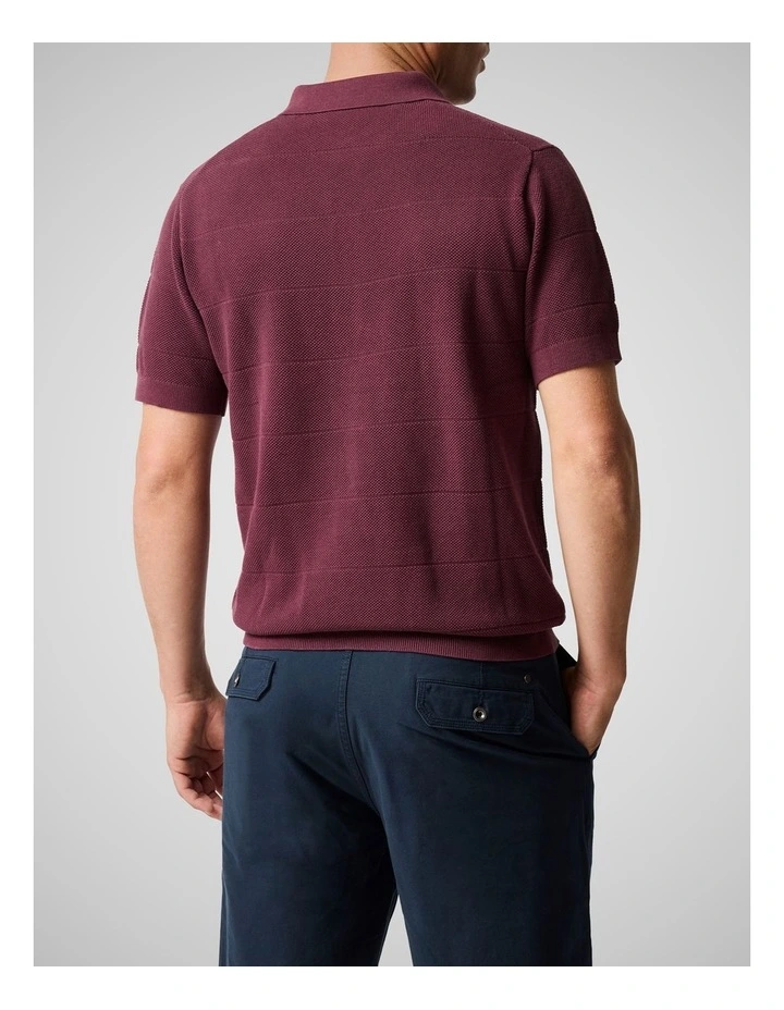 Masons Flat Knit Polo in Oxblood image 3