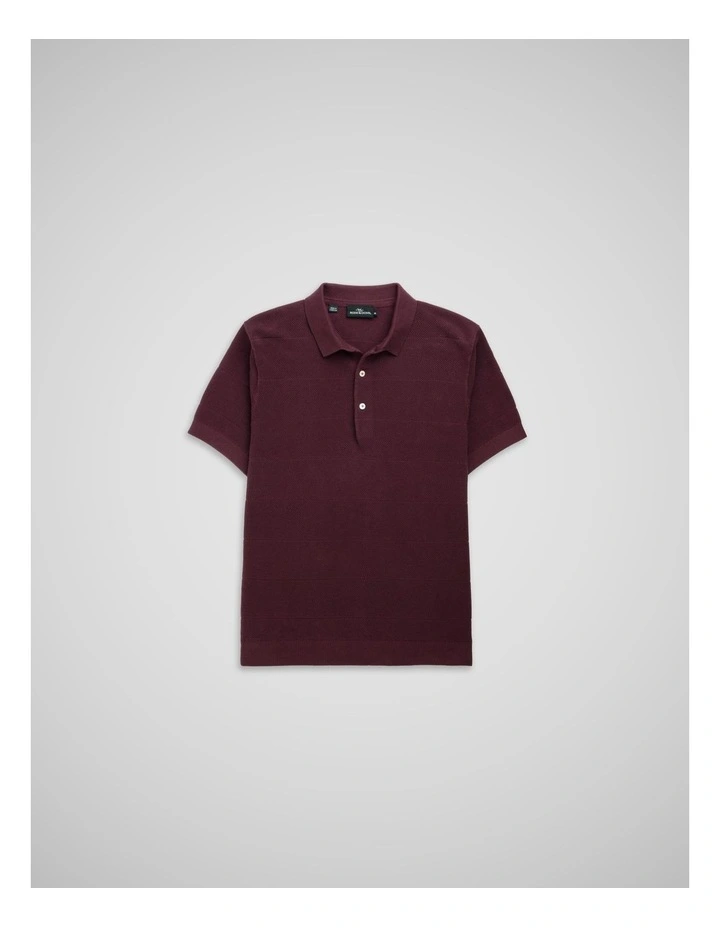 Masons Flat Knit Polo in Oxblood image 4