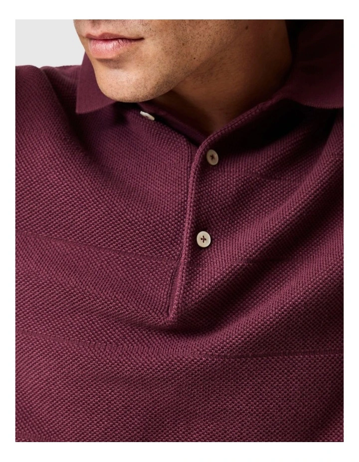 Masons Flat Knit Polo in Oxblood image 6