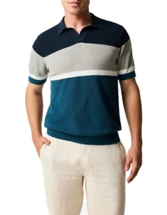 Brunswick Knit Polo in Teal