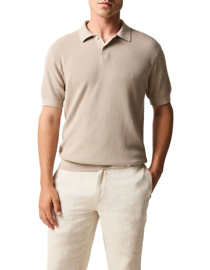 Amberley Knit Polo in Sand image 1