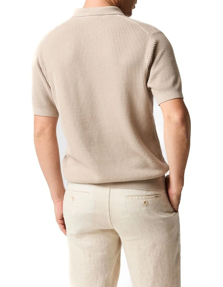 Amberley Knit Polo in Sand image 3