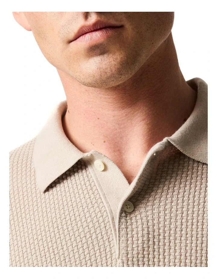 Amberley Knit Polo in Sand image 6