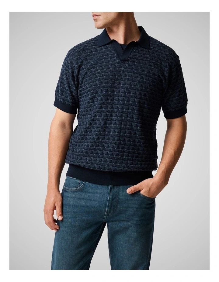 Halken Knit Polo in Midnight image 1