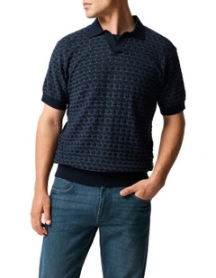 Halken Knit Polo in Midnight