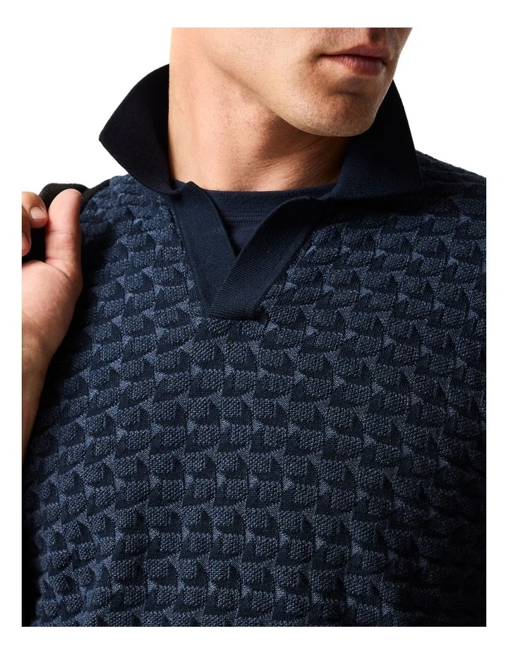 Halken Knit Polo in Midnight image 6