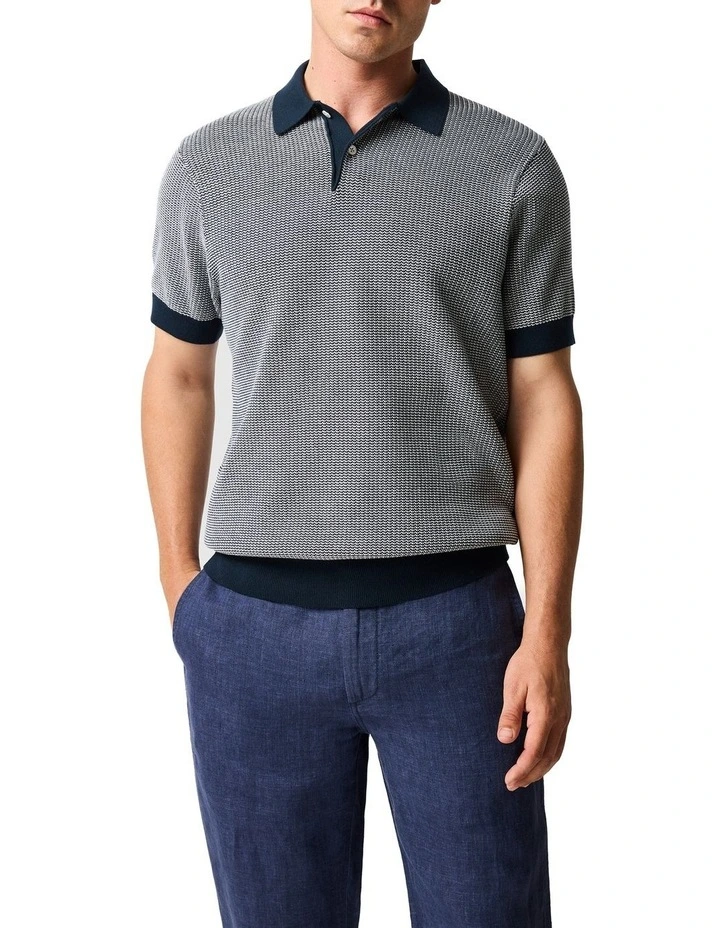 Nicholls Knit Polo in Midnight image 1