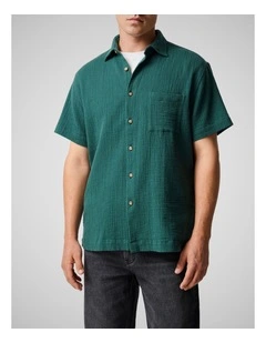 Adams Flat Short Sleeve Shirt in Bottle Green
