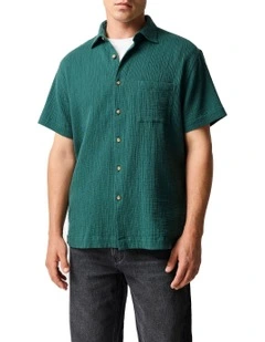 Adams Flat Shirt  in Bottle Green