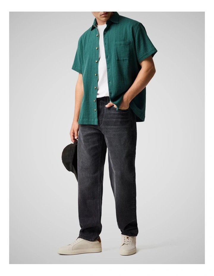 Adams Flat Short Sleeve Shirt in Bottle Green image 2