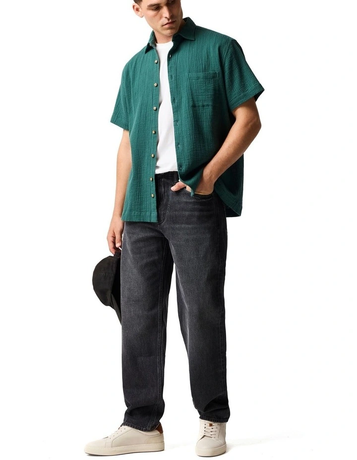 Adams Flat Shirt  in Bottle Green image 2