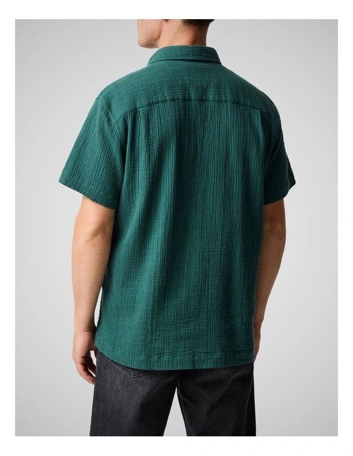 Adams Flat Short Sleeve Shirt in Bottle Green image 3