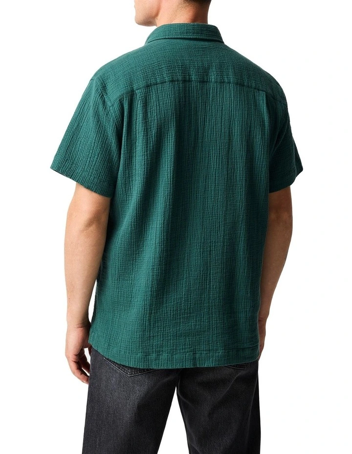 Adams Flat Shirt  in Bottle Green image 3