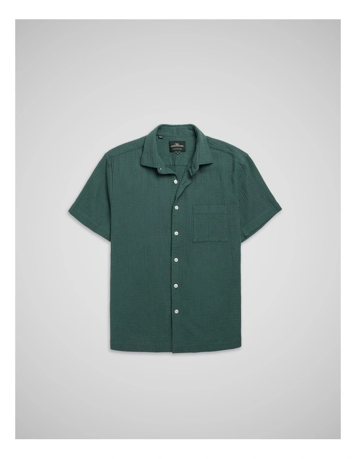 Adams Flat Short Sleeve Shirt in Bottle Green image 4