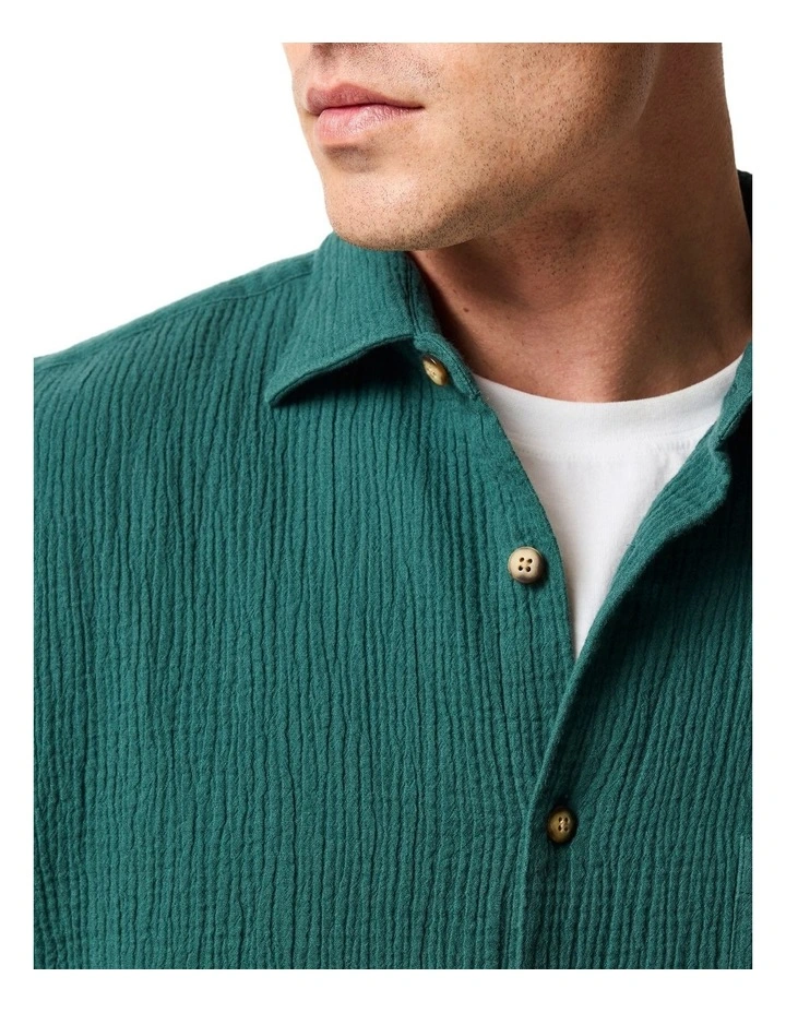 Adams Flat Shirt  in Bottle Green image 4