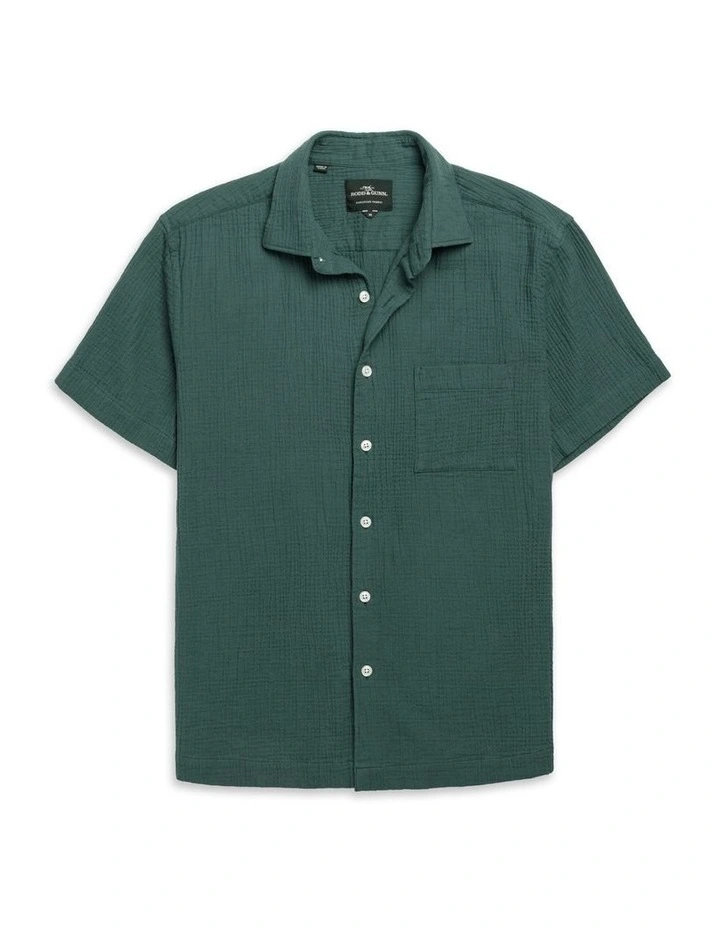 Adams Flat Short Sleeve Shirt in Bottle Green image 5